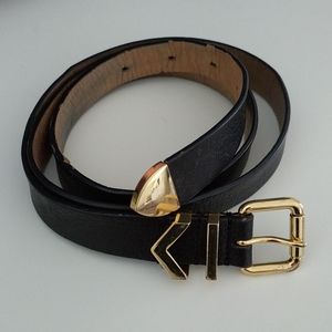 J. Crew Black gold leather belt medium